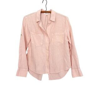 Cloth & Stone 100% Linen Pale Pink Button Down Shirt Collared Long Sleeve XS